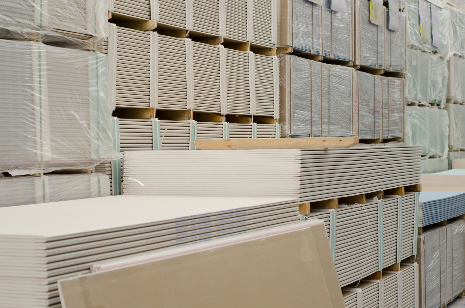 Piles of Drywall in a Store